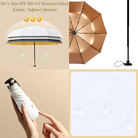 Heydiye SPF 100+ UV Korumalı Sahra (Güneş / Yağmur) Şemsiye
