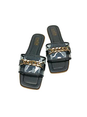 SİA ÇANTA Zincir Aksesuarlı Model Kadın Terliği , Rahat Sandelet Tarzı Kaydırmaz Taban Kadın Terlik