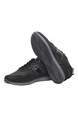 Erkek Cilt Bağcıklı Günlük Spor Ayakkabı  SİYAH - FÜME