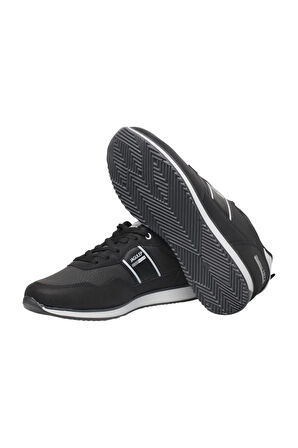 Erkek Cilt Bağcıklı Günlük Spor Ayakkabı  SİYAH BEYAZ