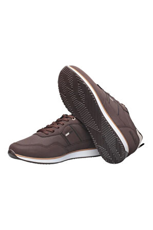 Erkek Cilt Bağcıklı Günlük Spor Ayakkabı  KAHVERENGİ-BEJ