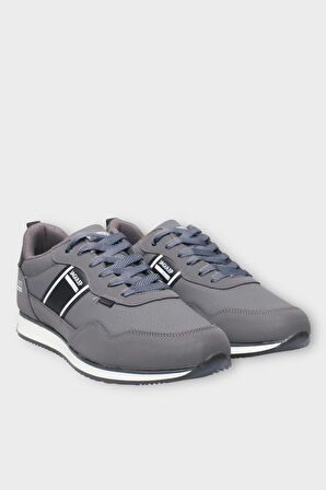 Erkek Cilt Bağcıklı Günlük Spor Ayakkabı  FÜME - SİYAH