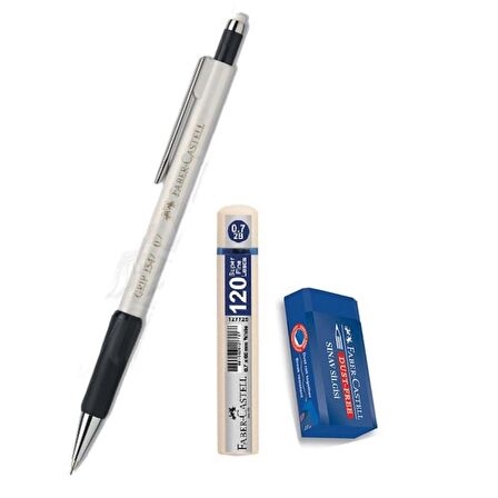 Uçlu Kalem Beyaz 0.7 Grip 1347 Faber 120 li Uç ve Sınav Silgisi Versatil Uçlu Kalem 0,7 1 Adet 