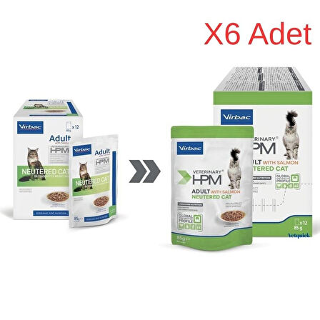 Virbac Yaş Kedi Maması Adult Neutered Cat Somonlu Pouch Chunks 85 Gr 