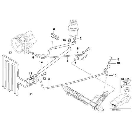 BMW E38 ve E39 M52 M54 MOTOR DİREKSİYON YAĞ HORTUMU 32411094306