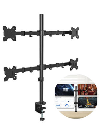 Hk Tech 13-27'' Dörtlü (Quad) Mekanik Lcd-Led Gaming Monitör Tutucu Masa Stand Askı Aparatı