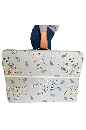 Katlanır Yer Yatağı Sünger Yatak Mavi Çiçek 80x180 Cm-6 Cm Tek Kişilik