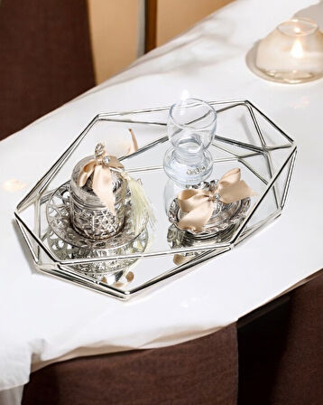 Elation Prizma Gümüş Söz Kahve Tepsisi