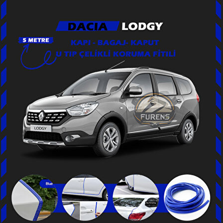 Dacia Lodgy Oto Araç Kapı Koruma Fitili 5metre Parlak Mavi Renk