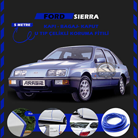 Ford Sierra Oto Araç Kapı Koruma Fitili 5metre Parlak Mavi Renk
