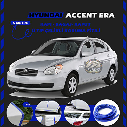 Hyundai Accent Era Oto Araç Kapı Koruma Fitili 5metre Parlak Mavi Renk