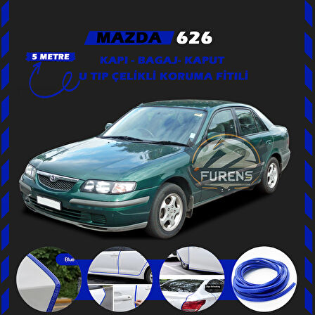 Mazda 626 Oto Araç Kapı Koruma Fitili 5metre Parlak Mavi Renk