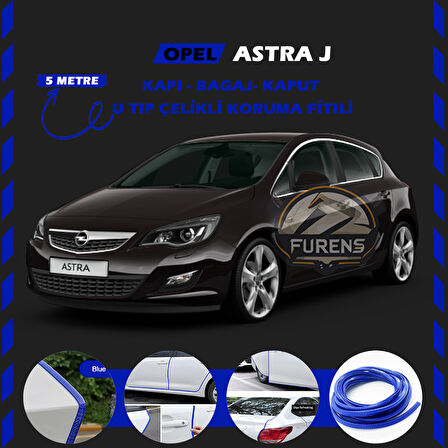 Opel Astra J Oto Araç Kapı Koruma Fitili 5metre Parlak Mavi Renk