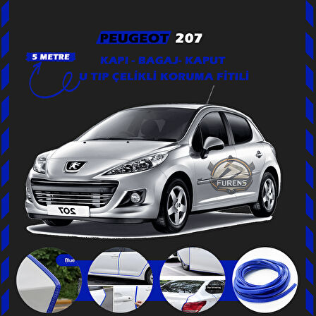 Peugeot 207 Oto Araç Kapı Koruma Fitili 5metre Parlak Mavi Renk