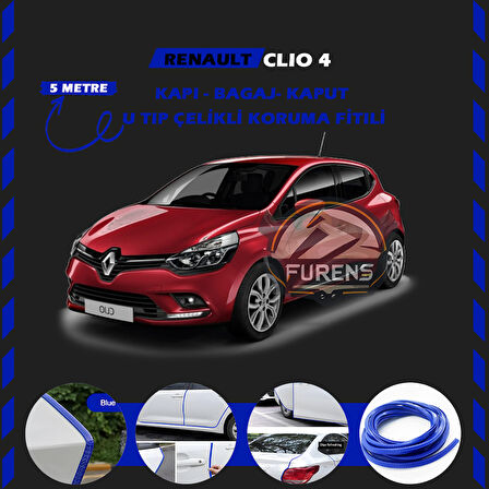 Renault Clio 4 Oto Araç Kapı Koruma Fitili 5metre Parlak Mavi Renk