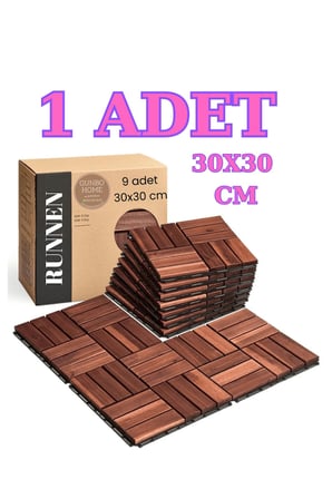 1 Adet Akasya 30X30 Ahşap Geçmeli Karo Deck Runnen