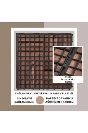 1 Adet Akasya 30X30 Ahşap Geçmeli Karo Deck Runnen