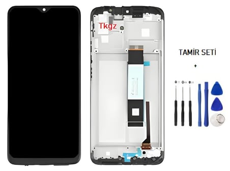 Tkgz Xiaomi POCO M3 Uyumlu Lcd Ekran Dokunmatik SERVİCE - PACK - ÇITALI - HD Nano Ekran Korucu Hediye