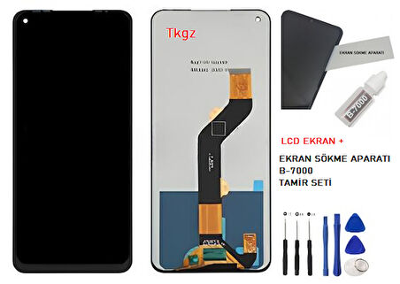 Tkgz Infinix HOT 10 Uyumlu Lcd Ekran Dokunmatik SERVİCE PACK - HD Nano Ekran Korucu Hediye