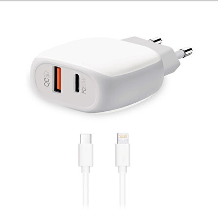 20W PD Çift Giriş Lightning To Type C Hızlı Şarj Cihazı İphone X 11 12 13 Uyumlu Şarz Aleti