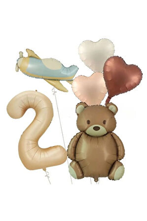 RETRO KALP AYI UÇAK FOLYOLU YAŞ BALON SET