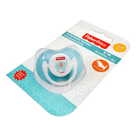 Fisher Price 0-6 ay Bebek Damaklı Silikon Ortodontik Emzik Mavi