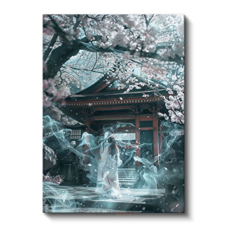 Tapınak Ruhu - Kiraz Çiçekleri Altında Anime Kanvas Tablo