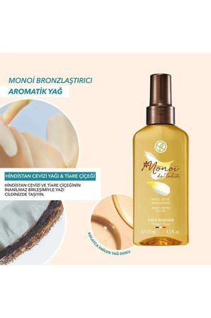 Egzotik Monoi de Tahiti Saf Özlü Bronzlaşma Sonrası Besleyici & Nemlendirici Kuru Vücut Yağı - 125 ml