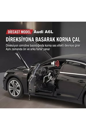 1:18 Ölçek Audi A6 L Diecast Model Araba Sesli Işıklı Makam Arabası Audi A6 Long Araba BÜYÜK BOY