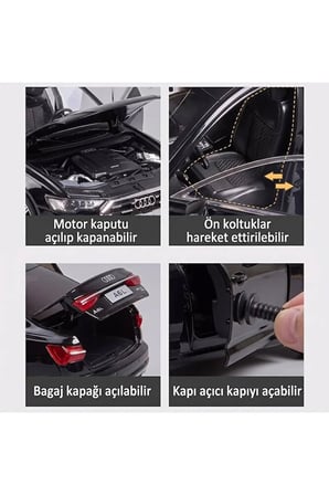 1:18 Ölçek Audi A6 L Diecast Model Araba Sesli Işıklı Makam Arabası Audi A6 Long Araba BÜYÜK BOY