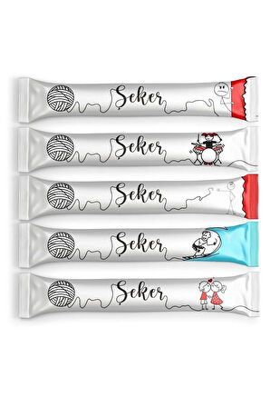 Stick Şeker Karikatür Beyaz Stick Toz Şeker - 3 kg (1000 Adet)