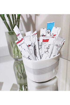 Stick Şeker Karikatür Beyaz Stick Toz Şeker - 3 kg (1000 Adet)