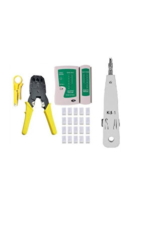 Network Kurulum Seti 3’lü Pense Seti + Test Cihazı + 100 Adet RJ45 Konnektör + Kep Kep