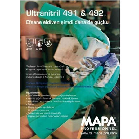 Mapa Ultra Nitril 491 Kimyasal Koruma Eldiveni No:10 