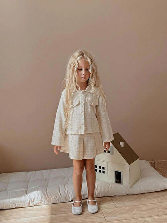 KIZ ÇOCUK TÜVİT KUMAŞ CEKET ETEK 2Lİ TAKIM ŞIK ÖZEL GÜN GÜNDELİK