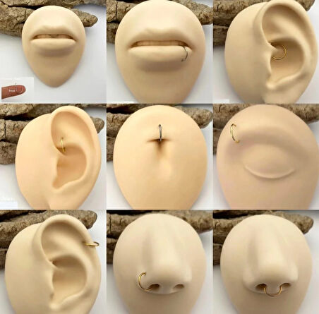 316 L Çelik Düz Çelik Halka Piercing 1 mm Kalınlık Tragus Helix Kıkırdak Lob Forward Helix