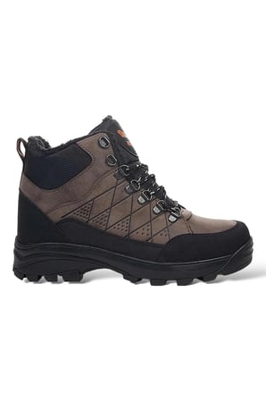 Erkek İçi Kürklü Fermuarlı Trekking Outdoor Bot KAHVERENGİ
