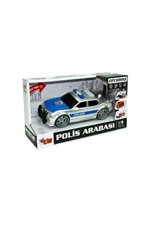 Sürtmeli Sesli Işıklı Polis Arabası 1:16 Oyuncak Polis Arabası Police Car