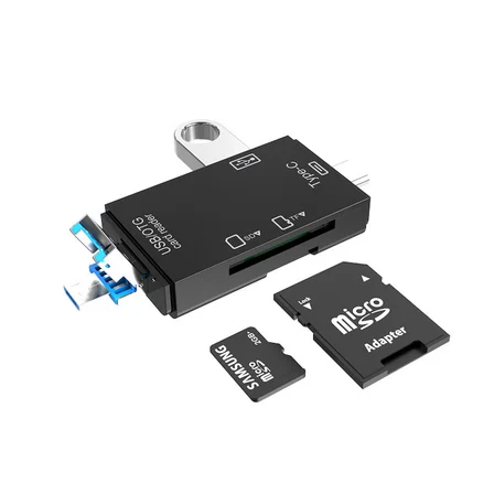 Valkyrie OTG Kart Okuyucu Usb 2.0 TYPE-C Micro Usb Hafıza Kart Adaptörü SİYAH