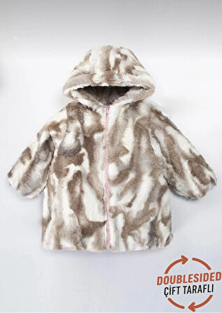 KIZ ÇOCUK ÇİFT TARAFLI KAPÜŞON DETAYLI MONT - KABAN