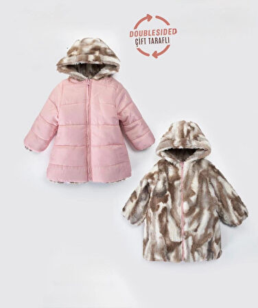 KIZ ÇOCUK ÇİFT TARAFLI KAPÜŞON DETAYLI MONT - KABAN