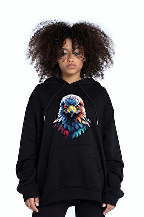 Freeyez Renkli Kartal Dijital Baskılı Hoodie