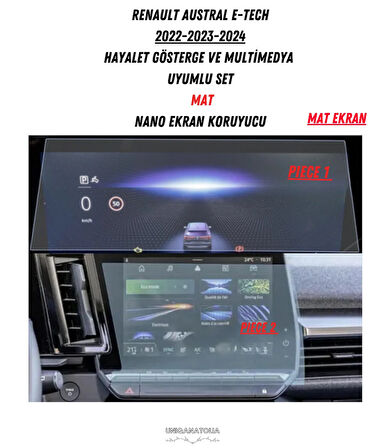 Renault Austral 2023-2024 Hayalet Gösterge Ve Multimedya Uyumlu Set Mat Ekran Koruyucu