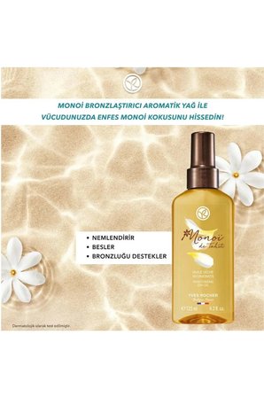 Monoi de Tahiti Saf Özlü Bronzlaştırıcı Nemlendirici Aromatik Kuru Vücut Yağı - 125 ml