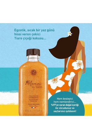Parıltılı Monoi de Tahiti Saç ve Vücut Yağı Işıltı Veren Besleyici Nemlendirici Vegan 100 ml