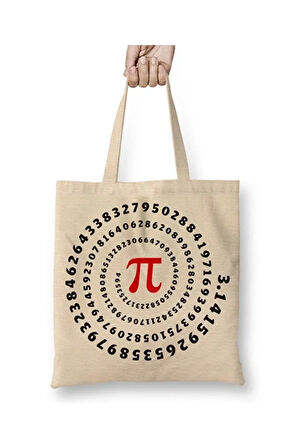 Pi Sayısı Matematik Bez Çanta Uzun Saplı Alışveriş Çantası Plaj Çantası