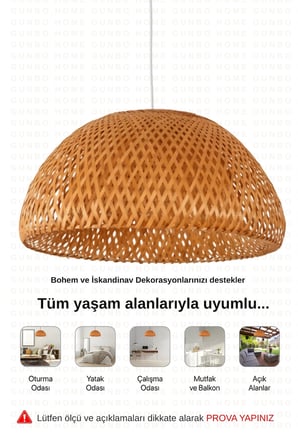 Bohem Bambu Boja Pendant Sarkıt Avize Lamba 35 Cm - Iskandinav, Modern, Bohem, Rattan Aydınlatma