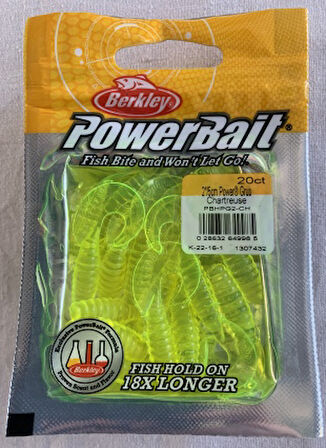 BERKLEY POWERBAİT (PBHPG2-CH) 2''5 CM CHARTREUSE  YEŞİL SİLİKON KURT YEM