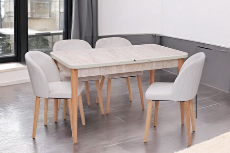 Göksu Traverten Boyalı Mdf Mutfak Masa Takımı 80x130