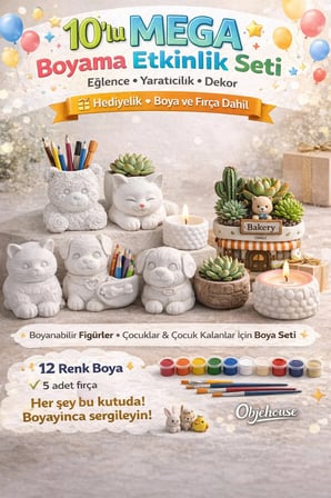10’LU SANAT SETİ BOYANABİLİR OBJELER TOPTAN